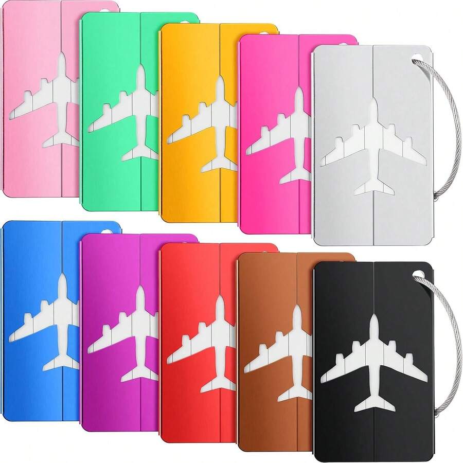 6/8pcs Aluminum Alloy Luggage Tags Set High Quality Design With Secure Steel Loop Sturdy & Stylish Perfect For Easy Identification Needs