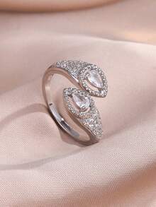 rakol 1pc Vintage Elegant Hollow Water Drop Geometric Ring For Women, Daily Wear, Gift - Style 3 - View 2
