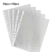 10pcs/50pcs/100pcs 11-Hole Transparent A4 Plastic Folder, A4 Loose-Leaf Bag, White Inner Page Storage Bag, Protective Film Cover, Document Bag, File Protector Sleeve, With Punched Holes, Durable And Stackable, Suitable For Office Organization, Compatible With Various Document Protectors, Enhancing Workspace Aesthetics And Productivity, Desktop File Storage Box - 11-hole Transparent File Bag - View 15