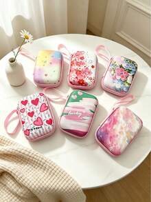1pc Sweet Style Printed Portable Storage Bag Hard Shell Pressure-Resistant Earphone Data Cable Organizer Pouch - View 6