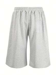 Men's Casual Loose Fit New Style Side Pocket Drawstring Capri Pants Sports - Grey - View 2