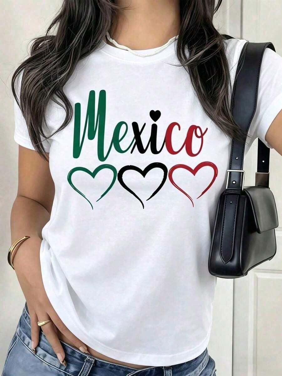 Women's Casual Printed T-Shirt, Short Sleeve And Round Neck, Local Urban Fashion Spring/Summer. Women's Blouses, Women's T-Shirts. 180g (S-XXXL) - 白色的 - 查看 1