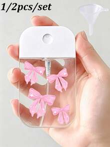 1/2pcs/Set Pink Bow Portable Card-Style Spray Bottle - Transparent, Refillable Spray Bottle, Perfect For Travel; Suitable For Perfume, Toner And Liquid Cosmetics; Essential Empty Container For Commuting Women, Travel Accessory, And Her Gift - Multicolor - View 3