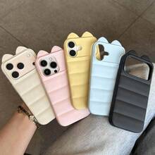 [New Summer Collection] Cute Korean-Style Dopamine Color Lucky Cat Ear Silicone Smartphone Case For IPhone 17/17pro/17promax/16/16pro/16promax/15/15pro/15promax/14/14pro/14promax/13/13pro/13promax/12/12pro/12promax/11/11pro/11promax/ And Many Other Models. A Versatile Case Packed With Shock Resistance. Washable Smartphone Case, Perfect For Women, Waterproof, Shockproof, Drop-Proof, Scratch-Proof. - Blue - View 3
