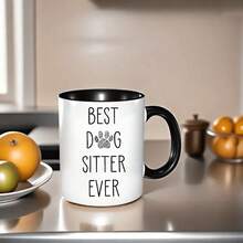 [24-Hour Shipping Within Mexico] Double-Sided Print Mug "Best Dog Caregiver Ever" White Ceramic Coffee Mug - Insulated, Reusable With Paw Print Design - Ideal Gift For Pet Lovers On Birthdays, Holidays, Christmas, Valentine's Day, Best For Christmas - 2 - 查看 10
