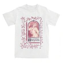 Heads Short-Sleeved Cotton T-Shirt, Summer Crew Neck T-Shirts, Unisex Streetwear, Album Graphic Print T-Shirts, Women's T-Shirts - 彩色 - 查看 1