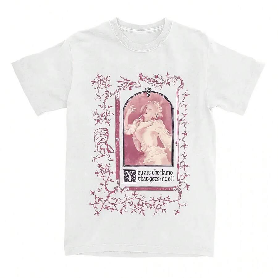 Heads Short-Sleeved Cotton T-Shirt, Summer Crew Neck T-Shirts, Unisex Streetwear, Album Graphic Print T-Shirts, Women's T-Shirts - 彩色 - 查看 1