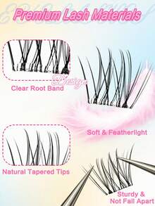 ELYCO Natural Style False Eyelashes 80 Clusters 10 Rows Glue-Free Eyelash Clusters 0.07mm Thickness Natural 3D Realistic Faux Mink Reusable Gentle Skin-Friendly Non-Irritating Segmented Design Daily Commute No-Makeup Look False Eyelashes - J - View 3