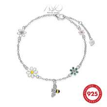 925 Silver Colorful Flower Bracelet For Women, Inlaid With Zirconia And Cute Bees, Lovely Jewelry Gift For Her, Summer - Gold - View 11