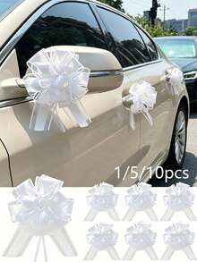 10 piezas Decoraciones de moño de cinta, moños de envoltura de regalo con cordón tirador, adecuados para decoración de coche de boda, decoración de boda, decoración de escalera, decoración de manija, decoración de regalo de cumpleaños, decoración de regalo de boda, adecuados para decoración de mesa y silla de boda - multicolor - Ver 7