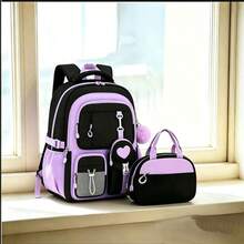 2pcs Heart-Shaped Backpack Set With Matching Handbag, Large Capacity Teen Backpack With Pom Pom Charm, Multi-Compartment Design, For Daily Use, Office, Short Trips - Sets - View 11