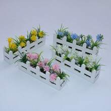 1pc Miniature Fence Floral Decoration, Dollhouse Yard Decorative Fence, Artificial Flower Ornament, Home Decor, Micro Scene Photography Prop Model, Fence Model Decoration, Desktop Ornament, Christmas Gift - 4 Miniature Fences - View 6