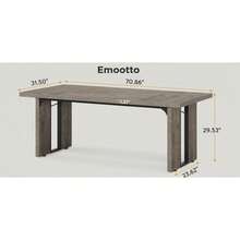 71" Modern Industrial Dining Table - Grey Oak Farmhouse Table With 1.57" Thickened Top, Large Office Conference Table For 6-8 People - Multicolor - View 4