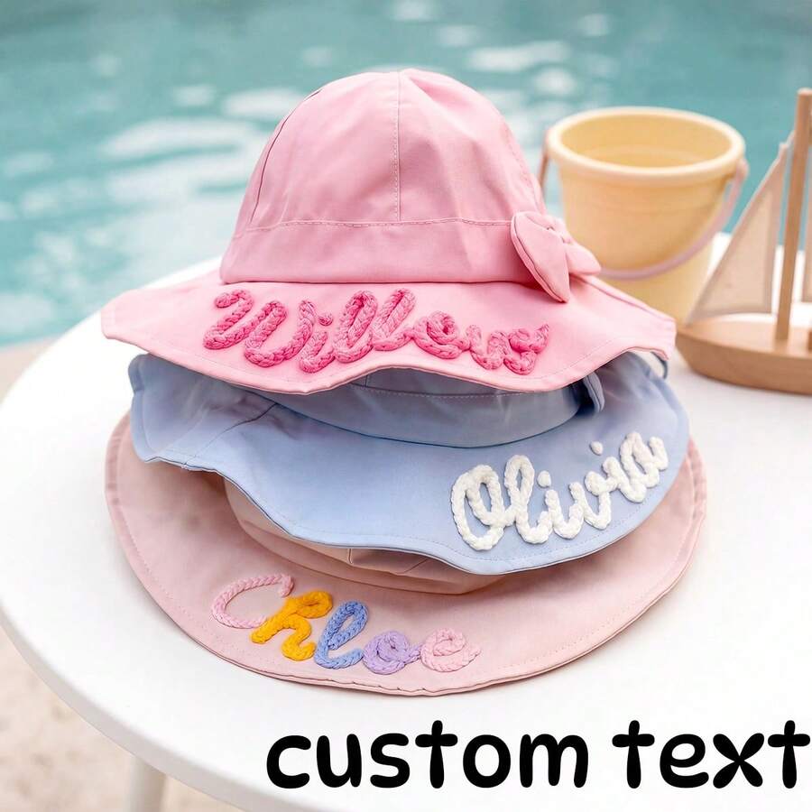 Personalized Children's Sun Hat With Bow, Customizable With Name - Children's Bucket Hat