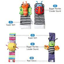 Baby Wrist Rattle Socks And Foot Finder Set, Perfect Baby Toys For 0-12 Months Newborn Boys And Girls As Shower Gifts, Garden Bug Series - Multicolor - View 7