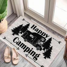 1pc Camping Simple Pattern Print Faux Cashmere Surface TPR Bottom Door Mat, Bathroom Mat, Kitchen Mat, Laundry Room Mat, Holiday Atmosphere Decoration, Home Decor, Party Decoration, Wedding Decoration, Dining & Kitchen Decoration - Multicolor - View 3