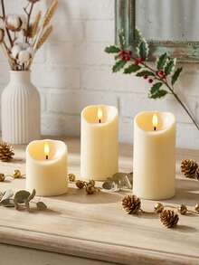 3 piezas de velas sin llama parpadeantes con control remoto y temporizador, funcionan con batería, adecuadas para Navidad, Halloween, Día de San Valentín, Día de la Madre, mesa de comedor, boda, fiesta, regalo, luz de decoración de ambiente festivo - luz cálida - Ver 8