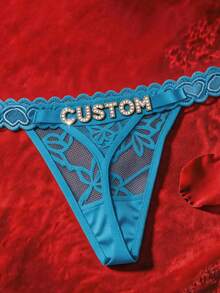 1 buah Lingerie Wanita dengan Huruf Kustom, Desain Eksklusif Unik, Hadiah Sempurna untuk Istri, Pacar di Hari Libur dan Hari Jadi - Baby Blue - View 3