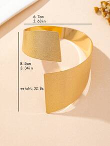 1pc Fashionable Elegant Versatile High-End Geometric Design Open Bangle Bracelet Suitable For Women's Daily Wear - Yellow Gold - View 4