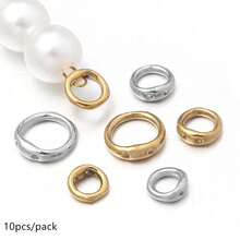 10pcs Stainless Steel Oval Double Hole Connector Rings, DIY Bracelet Necklace Jewelry Making, Pig Nose Ring, Beading Threading, Basic Connector Craft Supplies - 10 - View 2