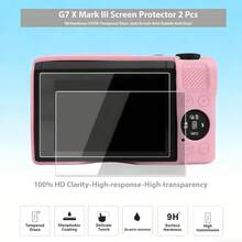 [2+1pc]Protective Case + Screen Protector Set For Powershot G7X Mark III Digital Camera, G7X 3 Camera Silicone Protective Case (Pink/Rose Red/Black/Off-White), Scratch-Resistant Slim Fit Soft Skin, G7X Mark 3 Accessories With Detachable Lens Cover, 2pcs Tempered Glass Screen Protectors High Definition Transparent, 9H Hardness Scratch-Resistant. Set Includes: 1pc Silicone Protective Case + 2pcs LCD Screen Protectors - View 6