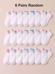 6/12 Pairs Baby Socks, Cute Tulip Flower Print Ankle Socks, Soft No-Show Socks For Newborn Girls, Baby Essentials Newborn, Baby Stuff, Funny Socks - Multicolor - View 10