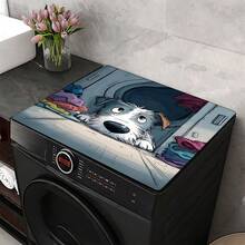 1pc, Home Decor, Cartoon Puppy Pattern Printed Washing Machine Dust Cover, Rubber Soft Bottom, Laundry Room Accessories, Washing Machine Top Protection Pad, Water Absorbent Quick Drying, Refrigerator Dust Cover Pad, Coffee Machine Countertop Water Absorbent Pad, Diatom Mud Drainage Pad, Modern Laundry Room And Kitchen Appliance Washing Machine And Dryer Dust Cover, Home Decor, Kitchen Dining Room Decor - Multicolor - View 4