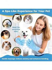 Pet Bathing Gloves, Universal For Cats And Dogs, Scratch-Resistant, Deep Cleaning, Effectively Removes Hair, Massages Pets, Delicate Foam, Dry And Wet Use, Also Suitable For Kitchen/Car Washing, Daily Home Cleaning, Two Colors Available, - Multicolor - View 4