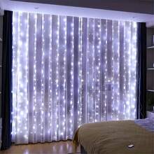1入 8功能 100/200/300/600 LED電池供電窗簾燈，適用於婚禮、派對、居家裝飾、節日氛圍照明、聖誕節、萬聖節 - 電池盒窗簾燈 - 查看 6
