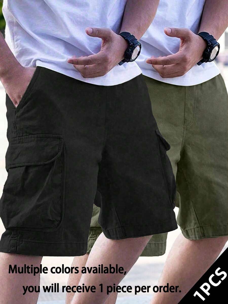 1pc Tween Boys Casual Summer Sports Cargo Shorts With Pockets, For Outdoor Activities - Black - View 1