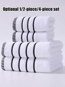 Juego de Toallas de Fibra de Bambú (1 pieza/2 piezas/4 piezas) - Toalla de Baño y Toalla de Mano Ligera & Suave, Súper Absorbente [Estilo Delgado], Secado Rápido, Amigable con la Piel, Duradera, Accesorio de Baño Moderno, Regalo Perfecto para Amigos y Familia (40x75cm y 70x140cm) - Blanco - Ver 1