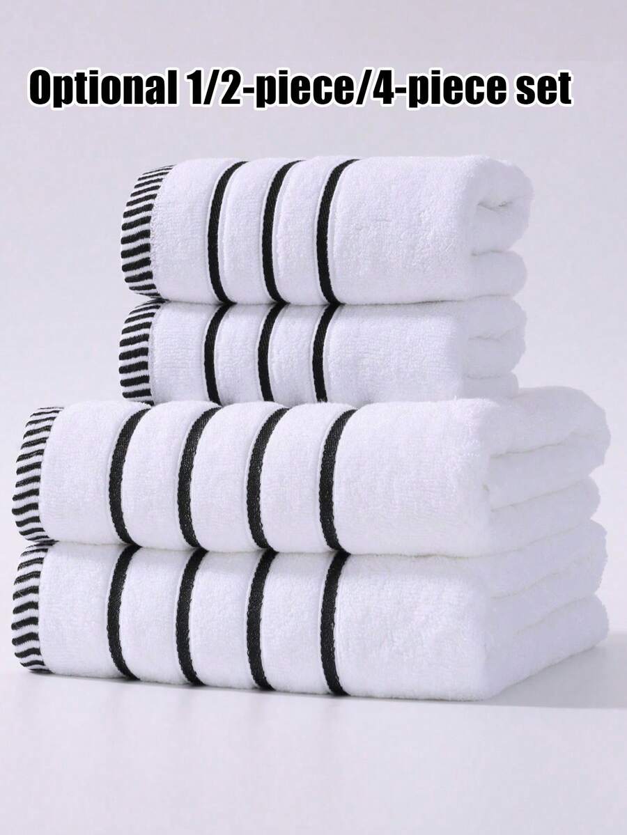 Juego de Toallas de Fibra de Bambú (1 pieza/2 piezas/4 piezas) - Toalla de Baño y Toalla de Mano Ligera & Suave, Súper Absorbente [Estilo Delgado], Secado Rápido, Amigable con la Piel, Duradera, Accesorio de Baño Moderno, Regalo Perfecto para Amigos y Familia (40x75cm y 70x140cm) - Blanco - Ver 1