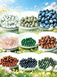 50/100/150/200/500/1000 piezas Cuentas de piedra natural multicolor de 8mm, gemas redondas y lisas con agujero de 1mm, adecuadas para la fabricación de joyas DIY - perfectas para pulseras, collares y aretes - Multicolor - Ver 5