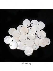 5/10/20/30pcs/Pack Round Shell Pendant, White Shell Material Pendant With Holes, Necklace Bracelet Earring Pendant, Clothing Decor, DIY Craft Jewelry Accessories - White - View 11