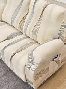 1 Set 4/6/8pcs Geometric Pattern Printed Recliner Cover Sofa Cover, Printed Recliner Cover, Elastic Sofa Cover Sofa Cover, Suitable For Living Room Office Home Decor - Champagne - View 7
