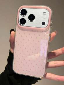 可愛粉色波點圖案亮面果凍手機殼，適用於 iPhone 18 Pro Max 17 Pro Max 16 Pro Max 17 16 15 14 13 12 Pro Max 11，可愛防震軟背蓋 - 粉色 - 查看 2