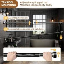 1pc No-Drill Multi-Functional Adjustable Telescopic Rod For Bathroom, Suitable For Curtains And Shower Curtains, Wall-, Easy Installation, Strong Load-Bearing, Rust-Resistant, Fits Bathroom Doors, Windows, Balconies, Freely Extendable To Meet Different Size Needs, Multi-Purpose Hanging For Curtains, Clothes, Towels, Practical Home Bathroom Hardware Accessory, 1pc Premium Telescopic Shower Curtain Rod, No Drilling Required, Adjustable Length, Suitable For Hanging Curtains In Bathroom - 1 Item - View 5