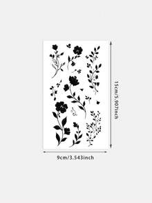 1 Piece Of Tattoo Sticker Flower Hand Temporary Tattoo Sticker Washable Pvc Disposable Waterproof And Sweat-Proof Hands And Feet Non-Reflective Suitable For Hipsters Daily Use Can Be Maintained For 1-3 Days - Black - View 5