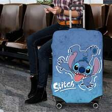 Disney Lilo & Stitch Luggage Cover, Upside-Down Stitch With "Stitch" Text And Sketch Pattern Background Design Suitcase Protector Suitable For Travel Lovers - Color - View 3