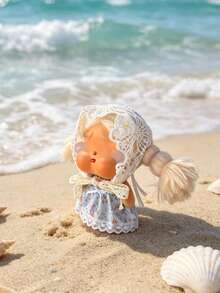 Cute Floral Lace Camisole Dress With Bow, DIY Doll Clothing Accessory, Suitable For Cry Baby Dolls - Baby Blue - View 2