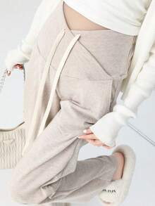 マタニティ パンツ 妊婦 ワイドパンツ 春秋服 ドローストリング 薄手 落ち感 ゆったり ロングパンツ 体型カバー カジュアル デイリー お出かけ 韓国風 ママコーデ - 682 ミルクティーカラー - チェックする 1