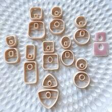 2pcs Geometric Shape Polymer Clay Earring Molds, DIY Soft Ceramic Earring Molds, Suitable For Unique Pendants, Ideal Choice For Handmade Jewelry Making - Apricot - View 5