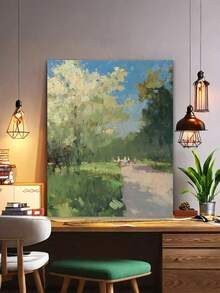 1/4pcs Adult Beginner DIY Handmade Number Painting Set, Spring Landscape Canvas Painting, Oil And Acrylic Number Fill-In, Unframed (40*50cm/16*20in) - A - View 4