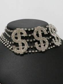 1pc Fashionable "NASTY" Letter Rhinestone Necklace, Sexy Women's Party Jewelry Accessory - Silver - View 5