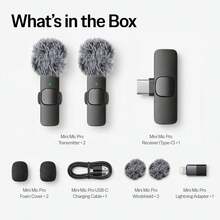 Professional Omnidirectional Collar Microphone, Wireless Rechargeable Recording Mic For Cellphone, Compact Hands-Free Audio Equipment, Multi-Scene Device For Short Video Production & Online Live Shows - Black - View 3