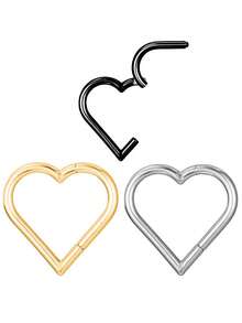 1pc 316 Stainless Steel Heart Closure Nose Hoop, Universal Body Piercing Valentines,Mom,Mother,Mother's Day,Gift - Love Buckle Ring - View 16