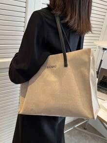 Hevel,Letter Pattern Shoulder Tote Bag, Mother's Day Gift, Fashionable Canvas Material, Suitable For Groceries And Gifts,Bags For Woman - Beige - View 5