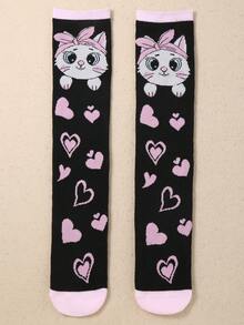 1 Pair Cute Bunny Knee High Socks For Kids Girls, Cute Rabbit Heart Long Socks, Baby Girls Gift - Multicolor - View 6