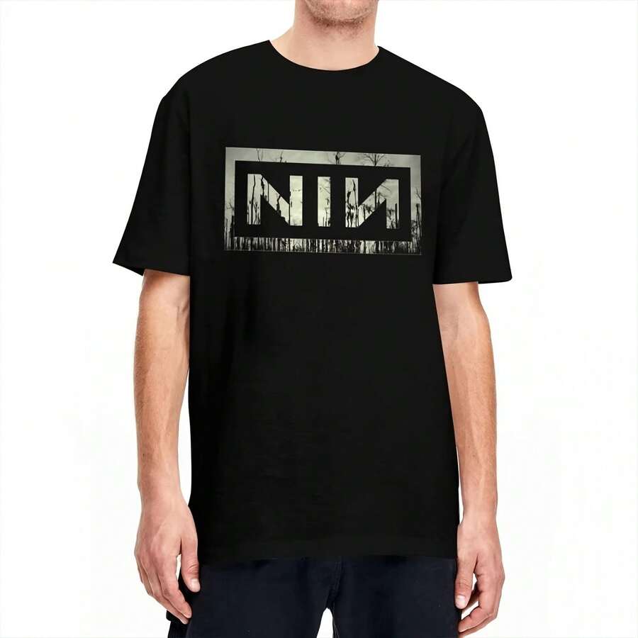 Camisetas para parejas de uñas de nueve pulgadas, camisetas para hombres y mujeres, camisetas de verano con Logo de banda de música Rock Harajuku, ropa de algodón de talla grande 3XL - Multicolor - Ver 1