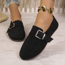Women's Spring/Autumn New Ginkgo Color Soft Leather Upper Soft Sole Casual Bean Loafers Comfortable Commute Slip-On Flat Shoes - Black - View 5